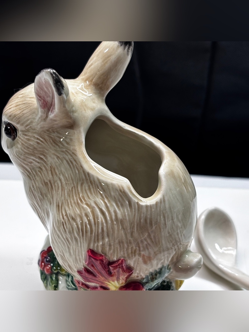 Fitz and Floyd Snowy Woods bunny rabbit sugar bowl - Picture 8 of 13